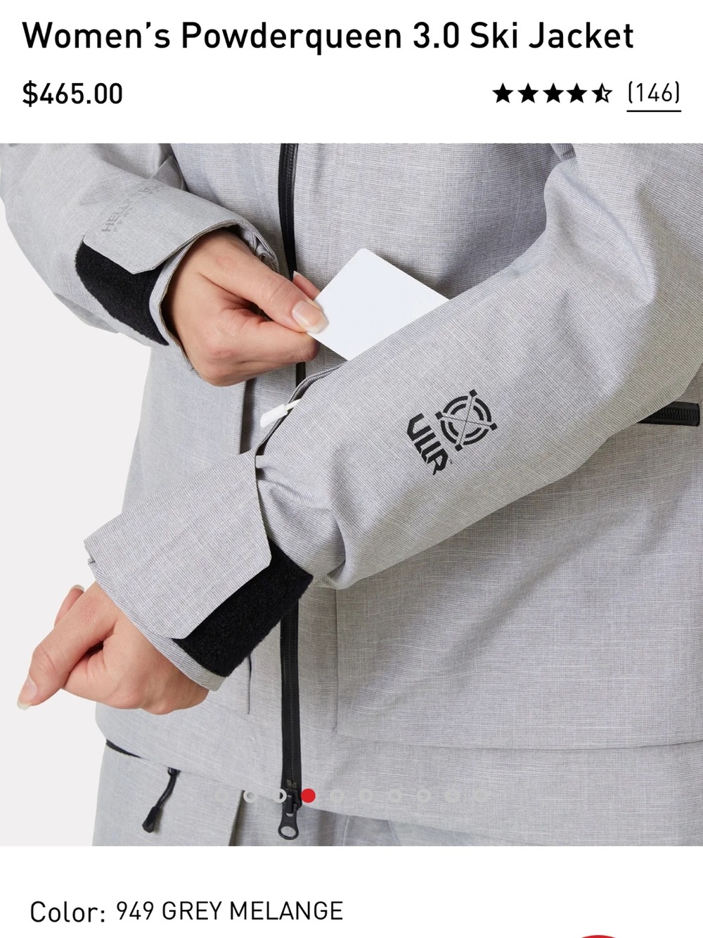 Helly Hansen Grey Melange Ski Jacket with Orange Trim - Picture 6 of 10